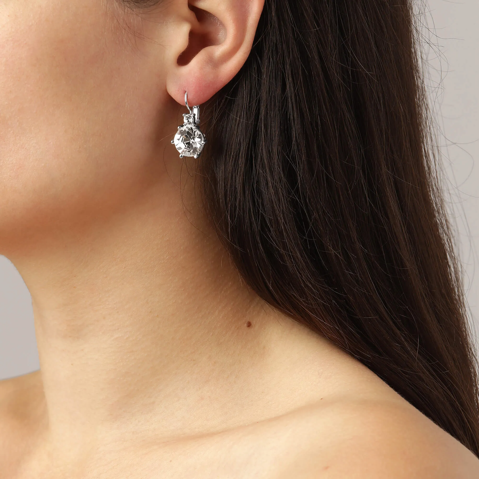 Dyrberg Kern Begonia French Hook Silver Drop Earrings