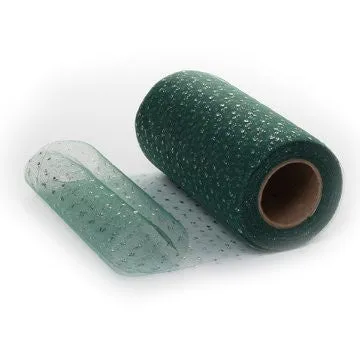 Emerald Green Tulle with Silver Glitter