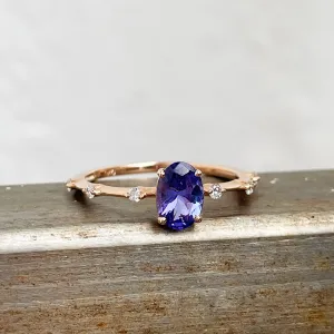 Enchanting Diamond Dotted Rose Gold Tanzanite Ring