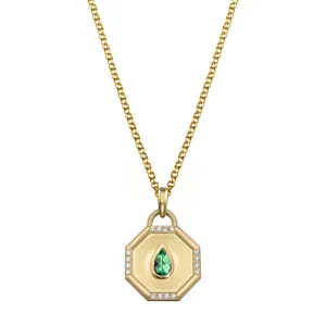 Fairy Dust Emerald Tear Drop Necklace