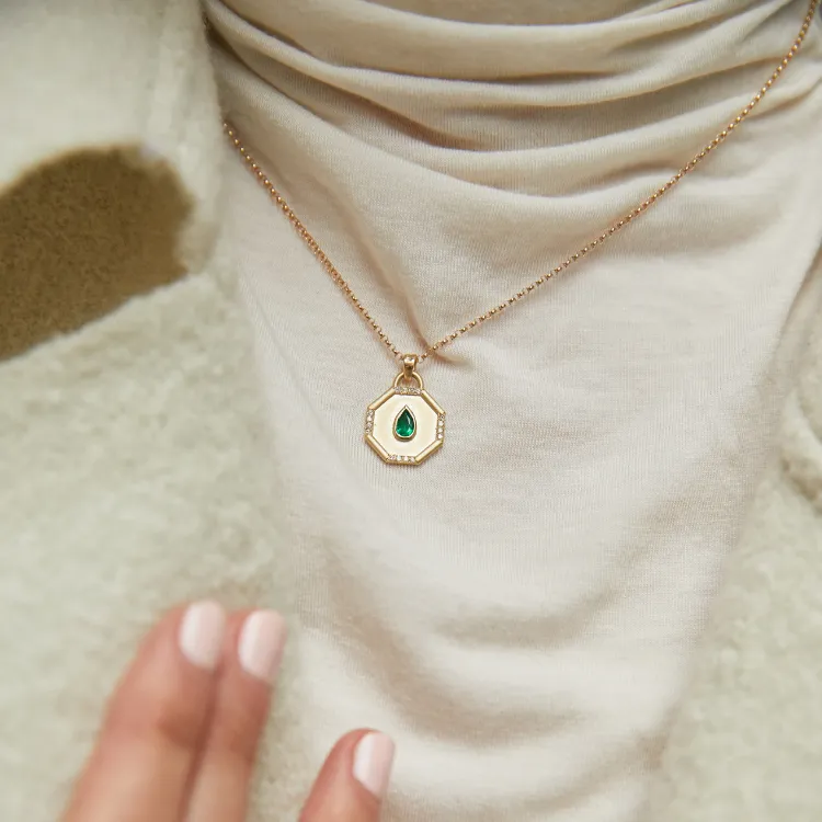 Fairy Dust Emerald Tear Drop Necklace