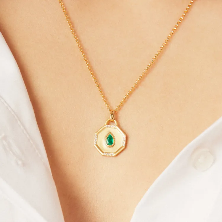 Fairy Dust Emerald Tear Drop Necklace