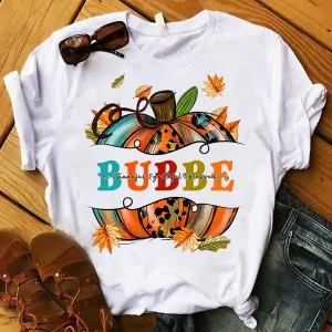 Fall Pumpkin Thankful Blessed Bubbe Shirt 940