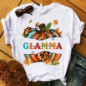 Fall Pumpkin Thankful Blessed Glamma Shirt 942
