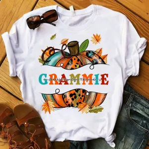 Fall Pumpkin Thankful Blessed Grammie Shirt 943