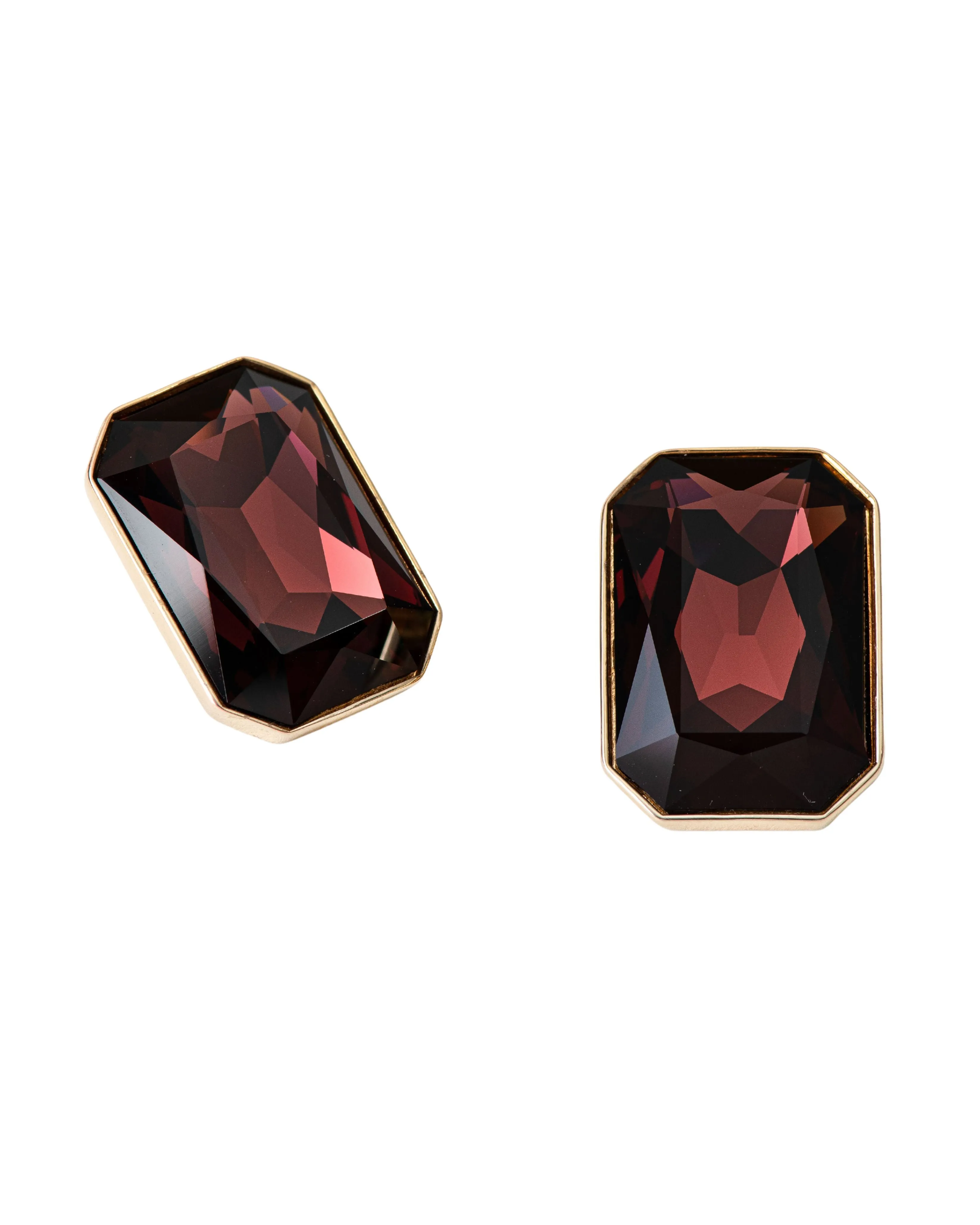 Fashion Jewelry-18k Gold Plated-Earring-Radiance Crystal Cocktail-Burgundy-VOYCE1049-Fashion Edit Voyce