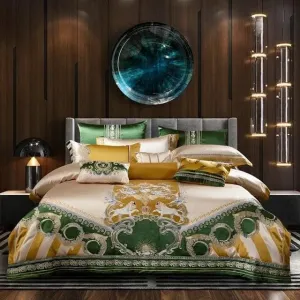 Faux Silk Jacquard with Embroidery Bedding Set
