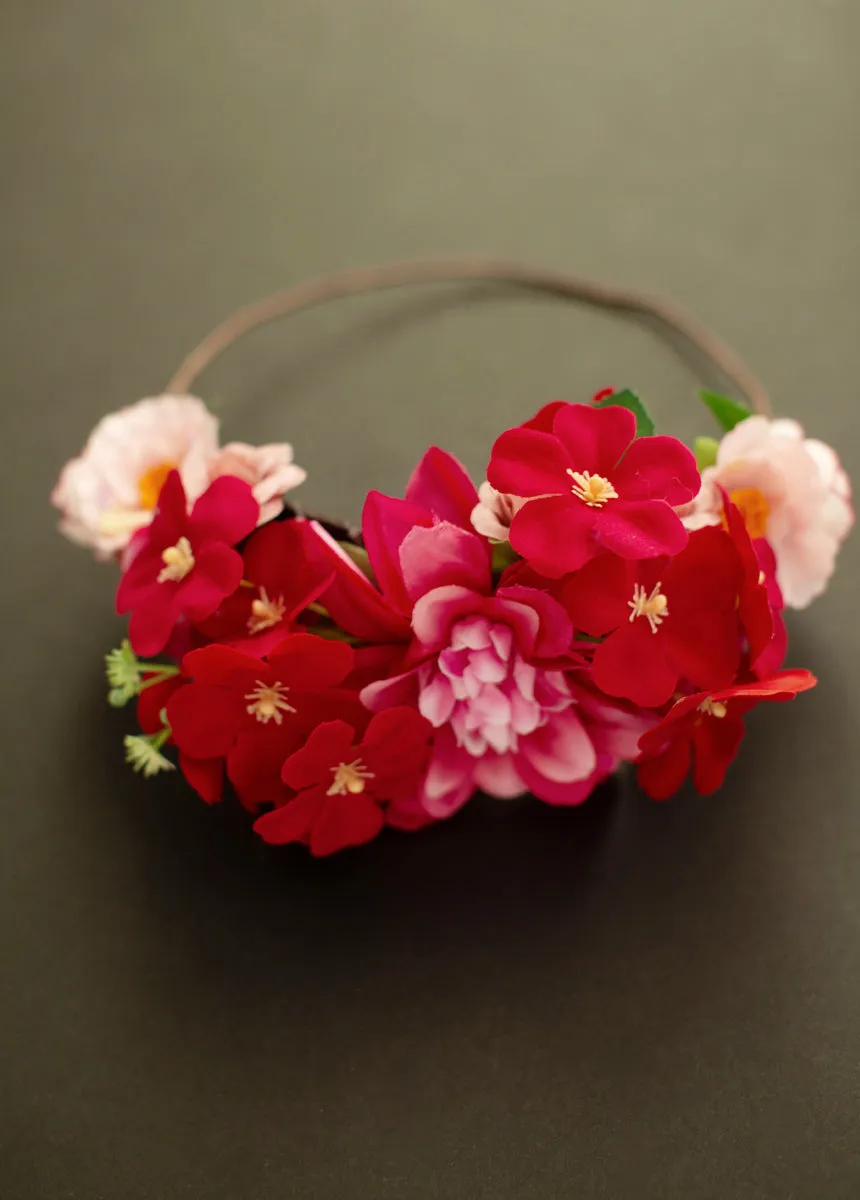Flora Crown in Crimson Blush