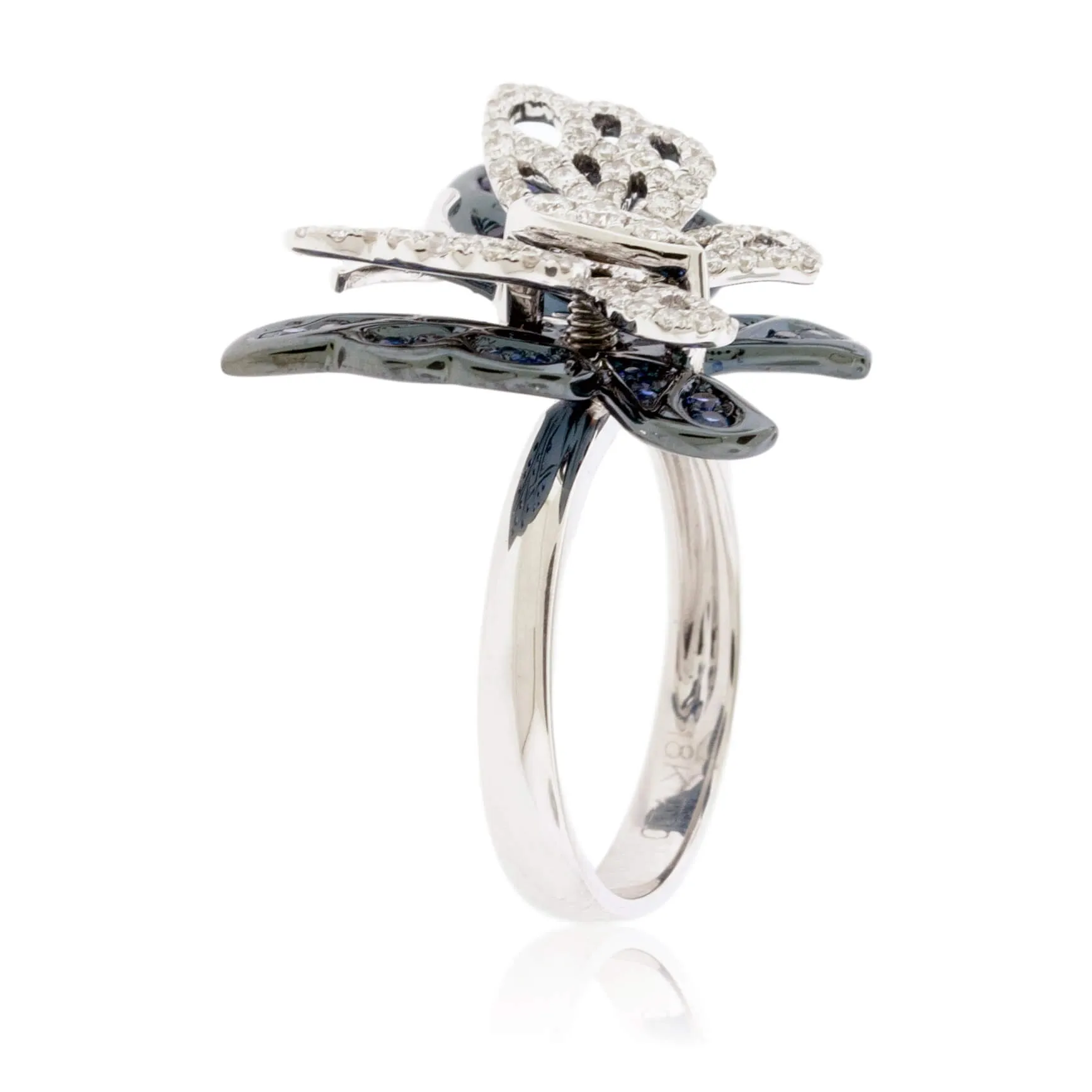 Fluttering Winged Butterfly Sapphire & Diamond Ring