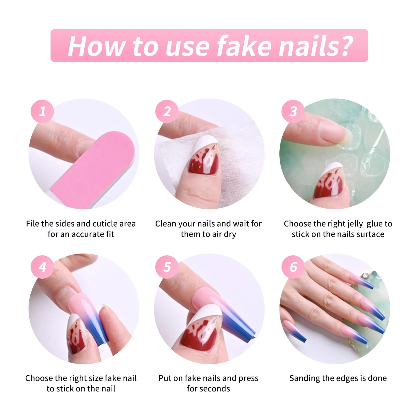 Fofosbeauty 24pcs Press on Nails, Fake Nails, Full Cover Acrylic Nails for Girls Women Kids, Almond Ink Flower Gradient Dark Black
