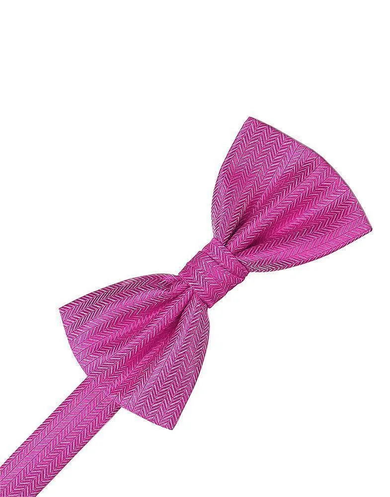 Fuchsia Herringbone Kids Bow Tie