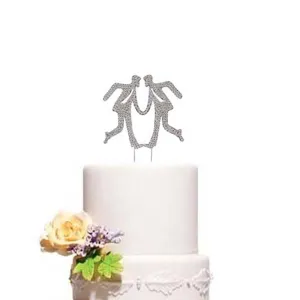 Gay Dancing Men Wedding Cake Topper Clear Rhinestones