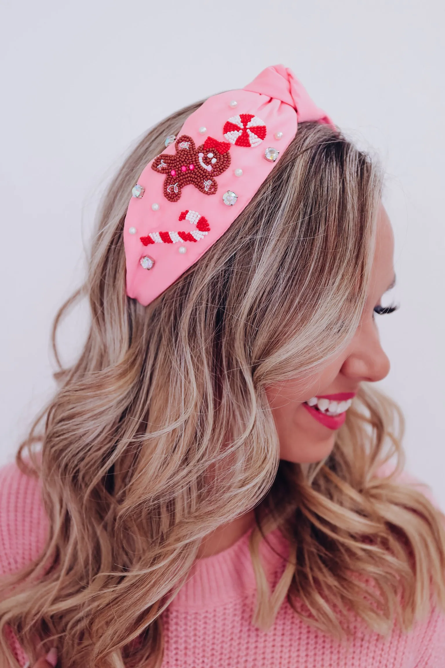Gingerbread Seed Bead Headband - Pink