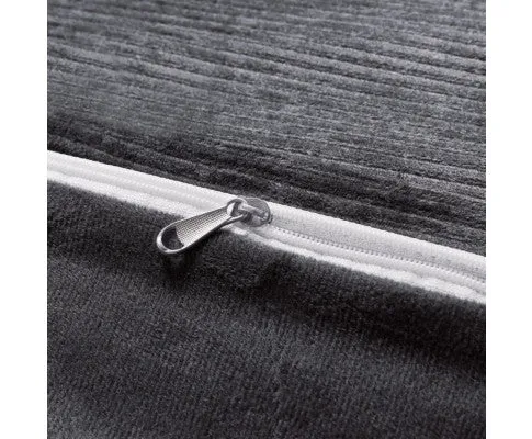 GIOIA CASA Corduroy Velvet Queen Bed Quilt Cover Set - CHARCOAL
