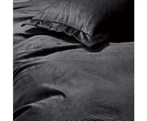 GIOIA CASA Corduroy Velvet Queen Bed Quilt Cover Set - CHARCOAL