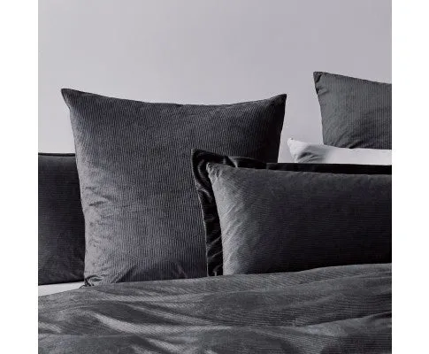 GIOIA CASA Corduroy Velvet Queen Bed Quilt Cover Set - CHARCOAL