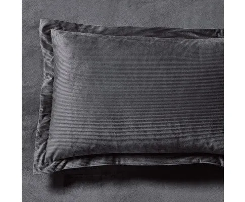 GIOIA CASA Corduroy Velvet Queen Bed Quilt Cover Set - CHARCOAL