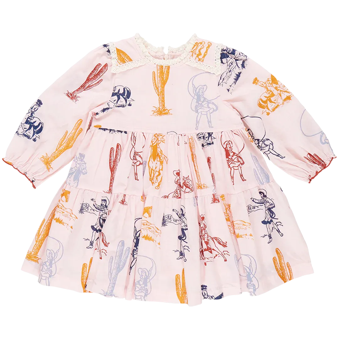 Girls Charlie Dress - Pink Cowgirls