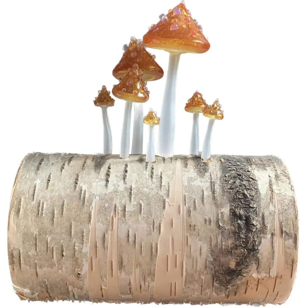 Glass Fairy Mushroom Log Lamp Night Light & Ambient Lighting by Sage Churchill-Foster, Sage Studios