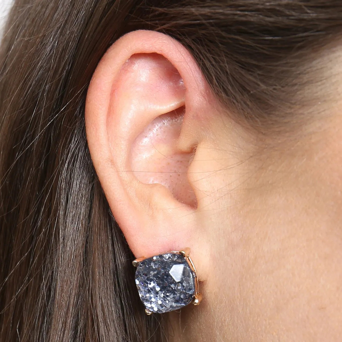 Glitter Epoxy Stud Earrings- 13 Colors