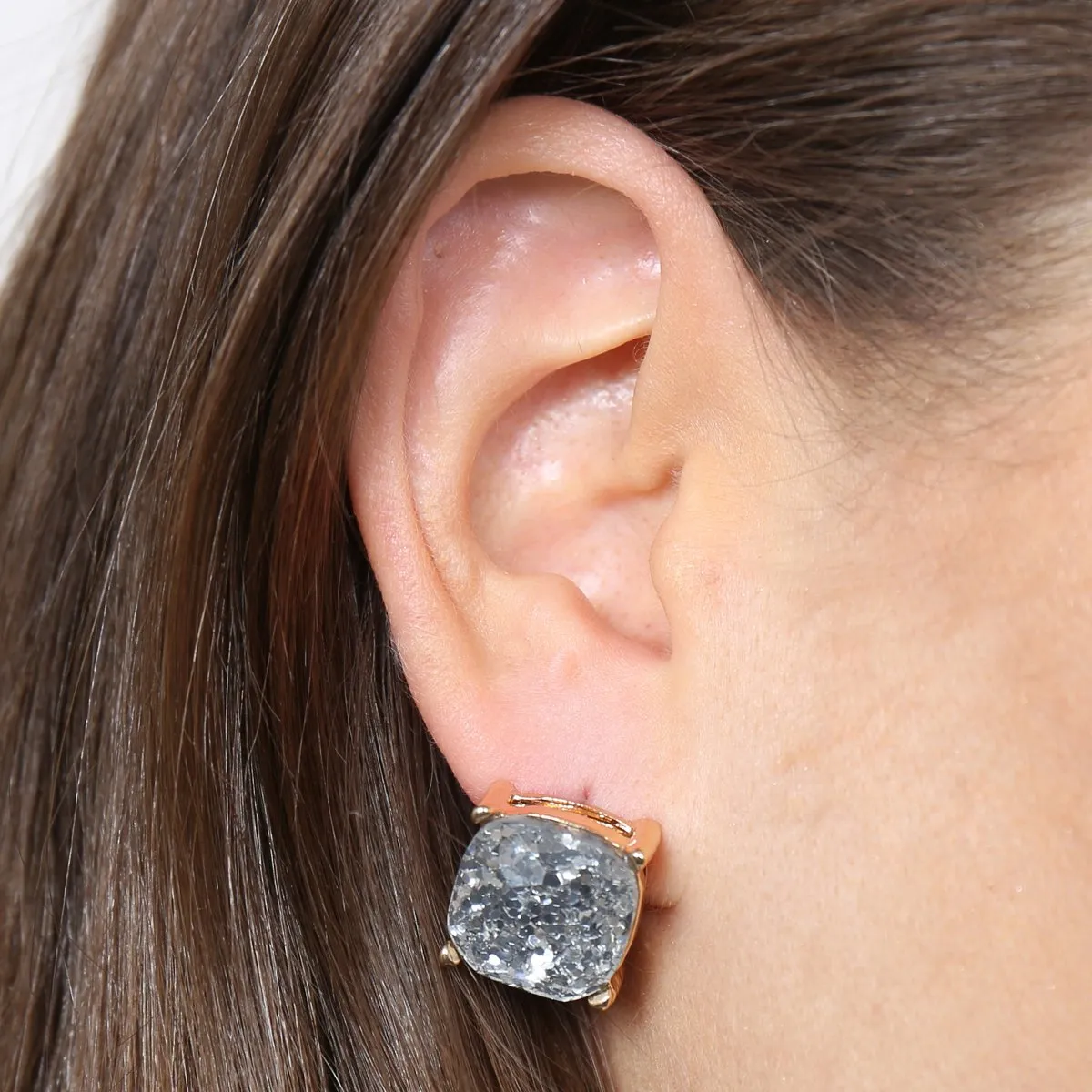 Glitter Epoxy Stud Earrings- 13 Colors
