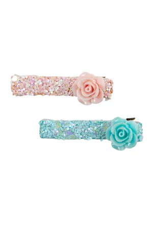 Glitter Rosette Hairclips