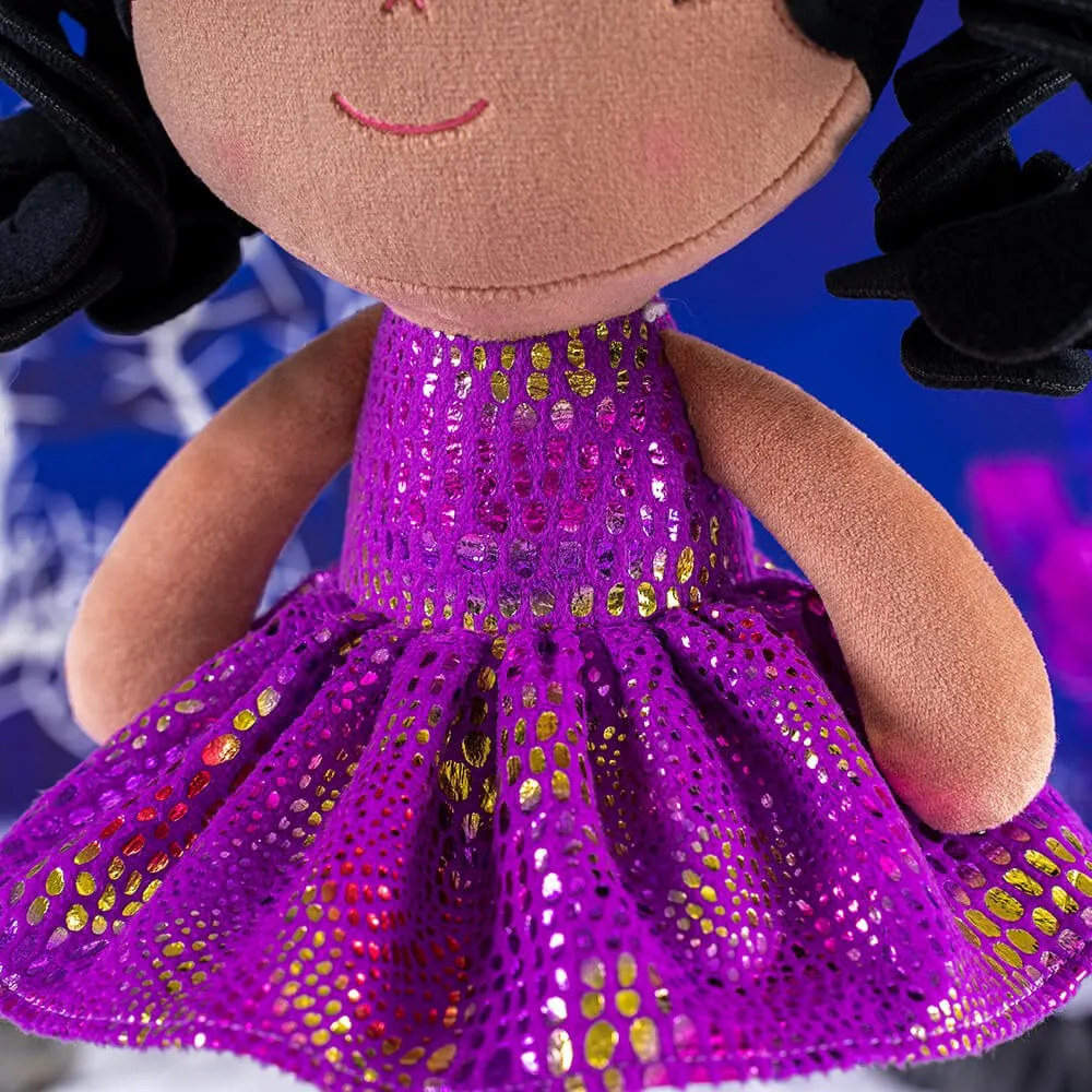 Gloveleya 12-inch Curly Hair Glitter Dolls Purple Skirt - Dark Skin