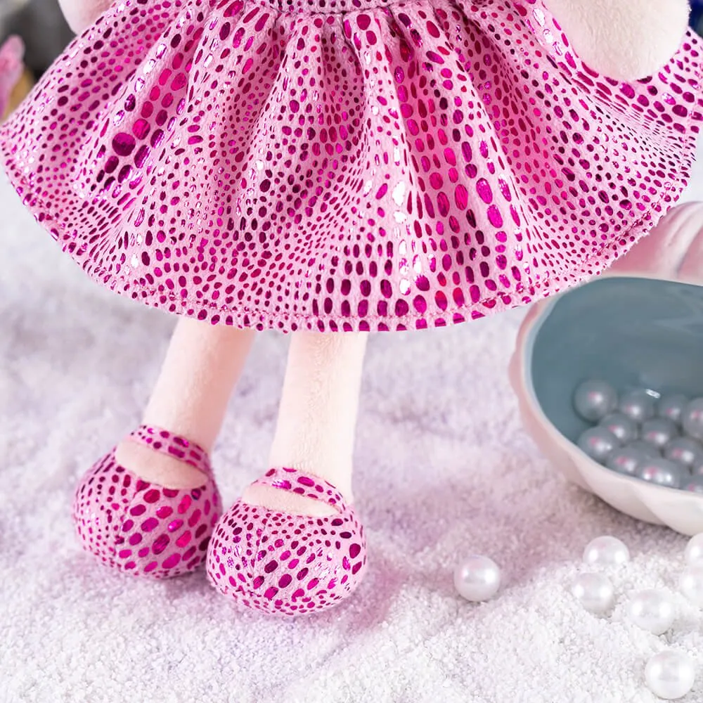 Gloveleya 12-inch Curly Hair Glitter Dolls Rose Skirt - Light Skin