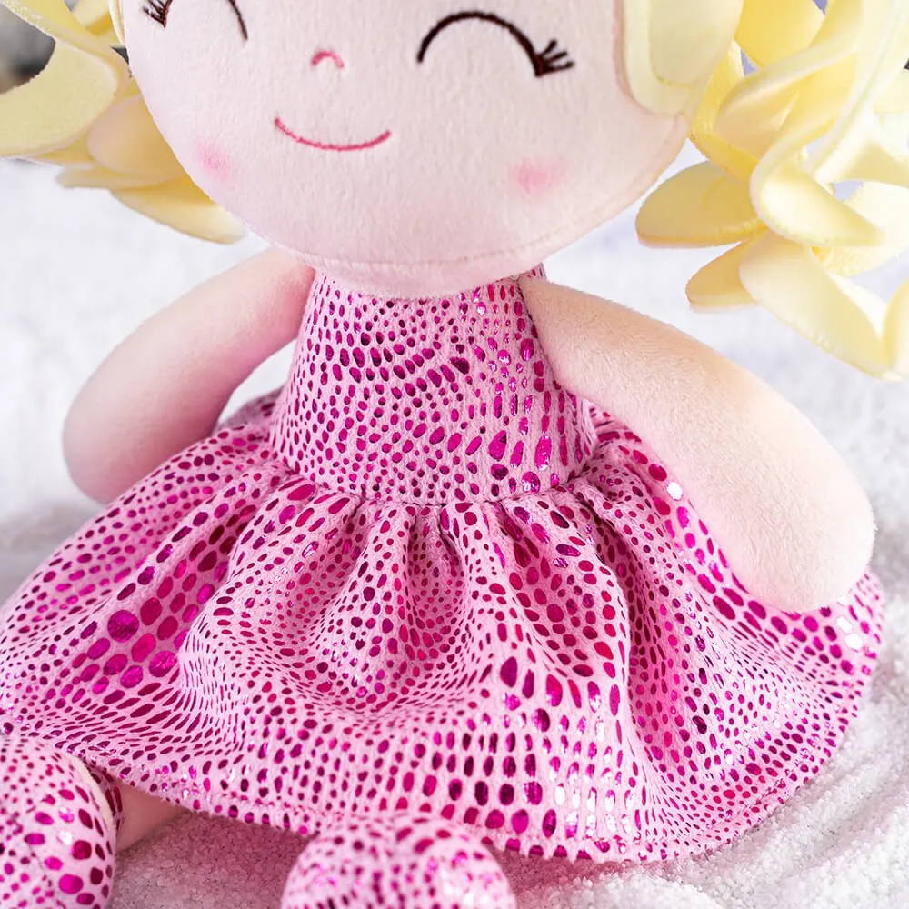 Gloveleya 12-inch Curly Hair Glitter Dolls Rose Skirt - Light Skin