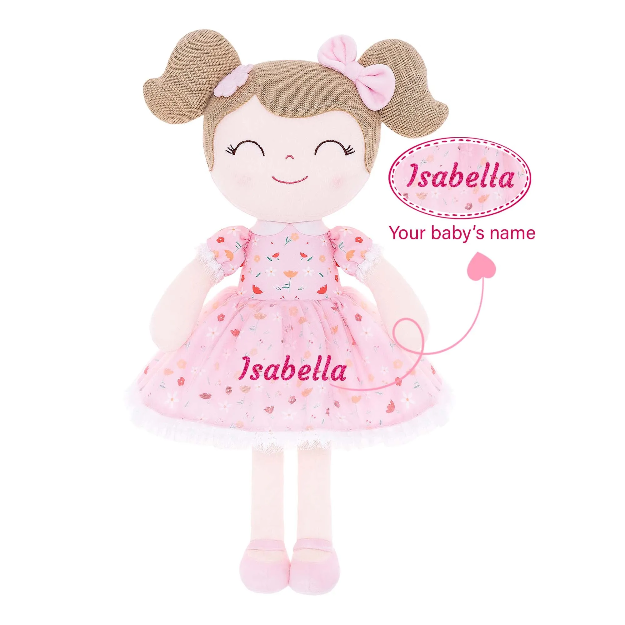 Gloveleya 16-inch Baby Doll Girl Gift Garden Pink Flower Girls Dolls Pink