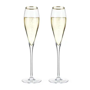 GOLD-RIMMED CRYSTAL CHAMPAGNE FLUTES