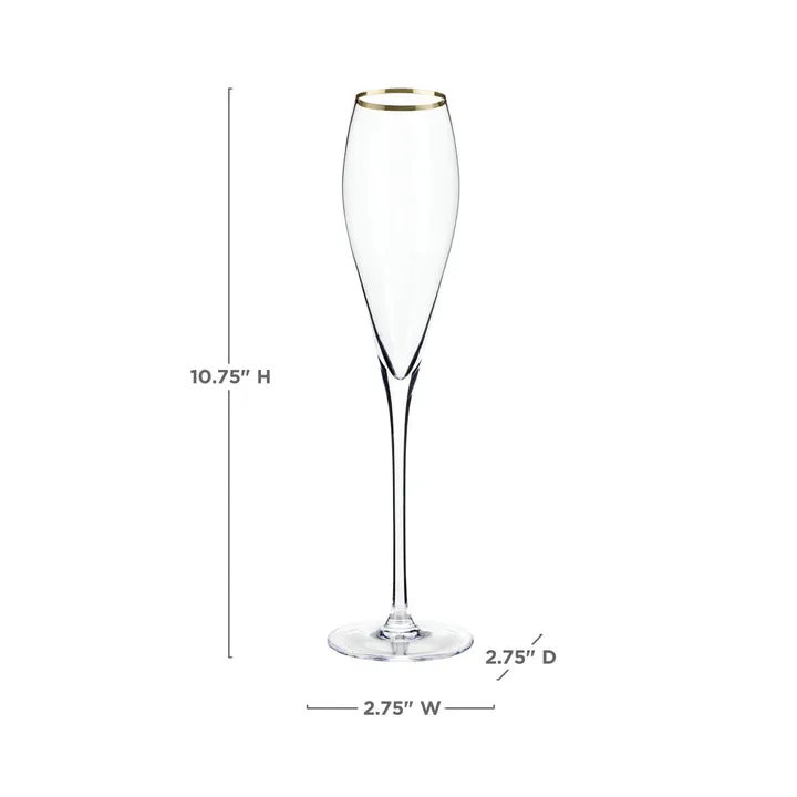 GOLD-RIMMED CRYSTAL CHAMPAGNE FLUTES