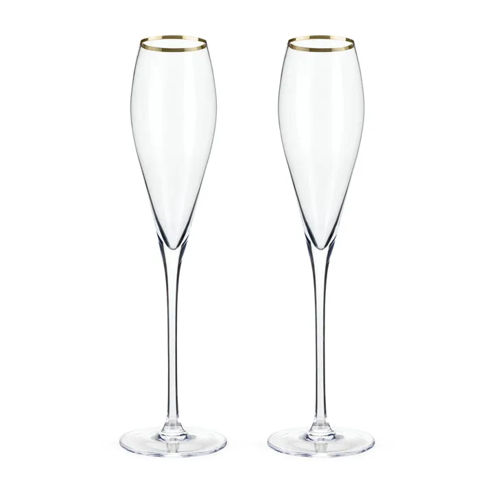 GOLD-RIMMED CRYSTAL CHAMPAGNE FLUTES