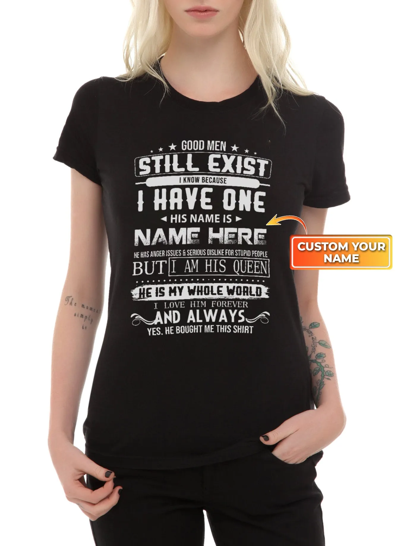 Good Man Still Exit, Personalized Name 2D Black Tshirt 01, HTA