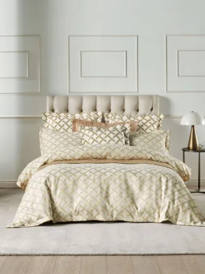 GRACE BY LINEN HOUSE VALERIA CHAMPAGNE QUILT COVER SET