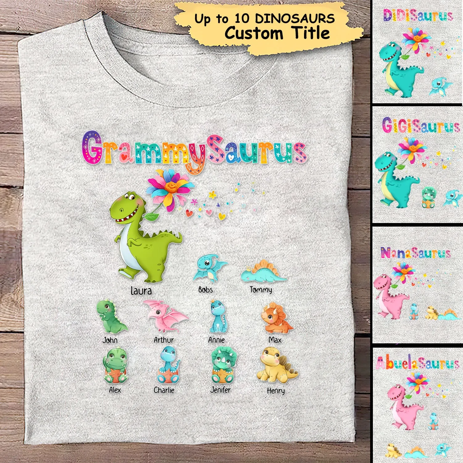 Grandmasaurus Colorful Flower Shirt