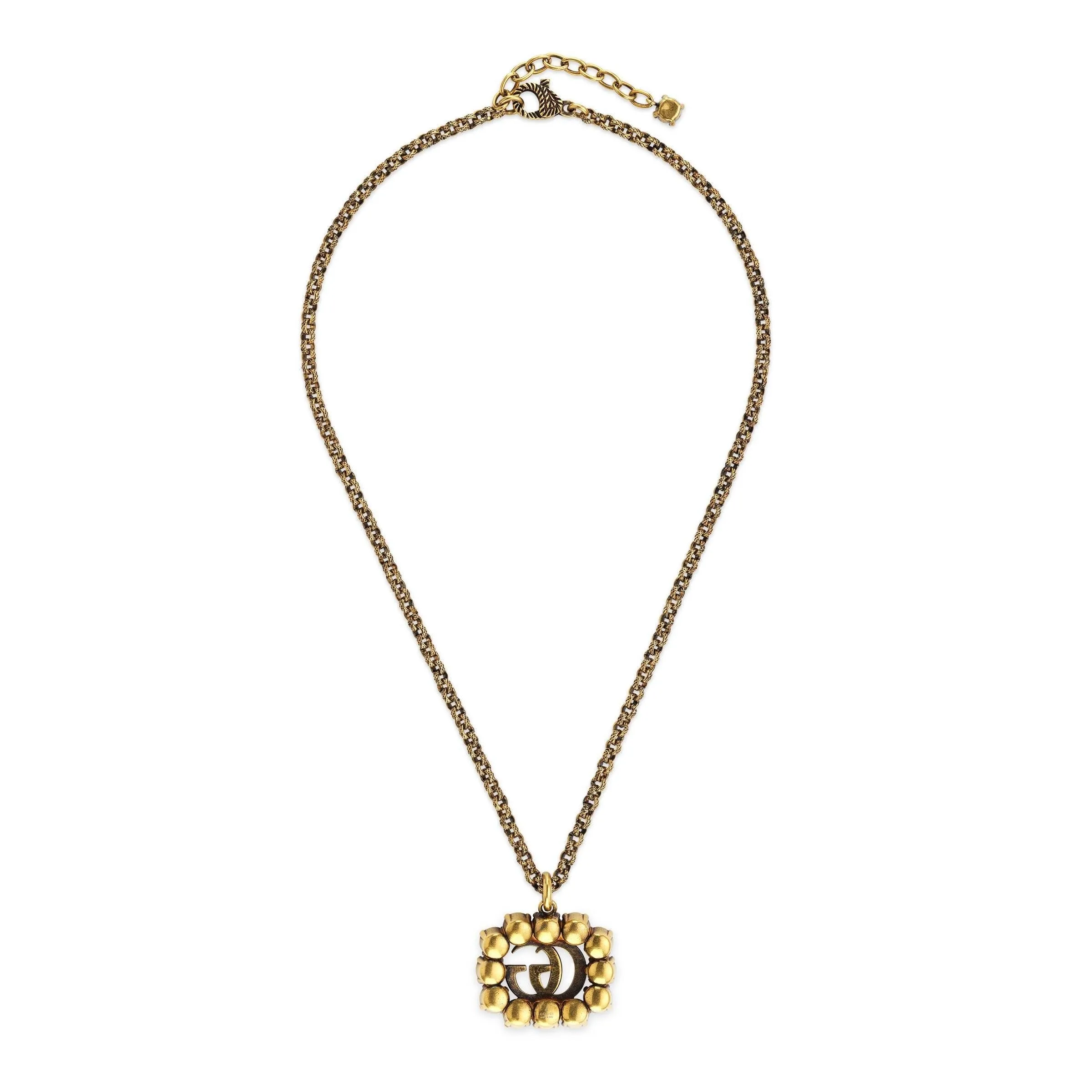 Gucci Red Crystal Double G Marmont Necklace in Gold