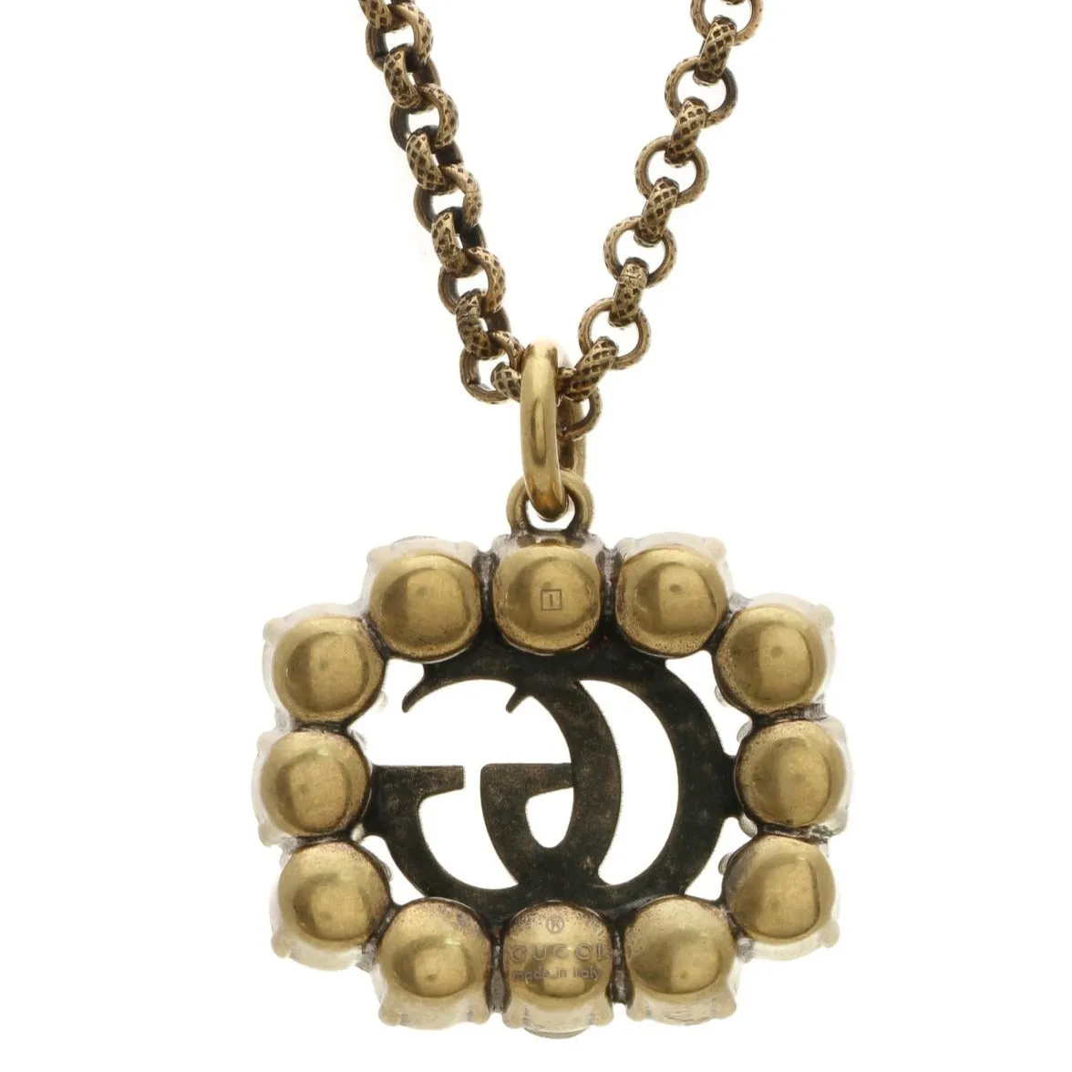 Gucci Red Crystal Double G Marmont Necklace in Gold
