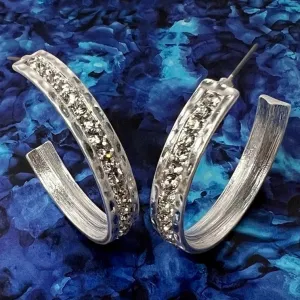 hammered platinum crystal hoop