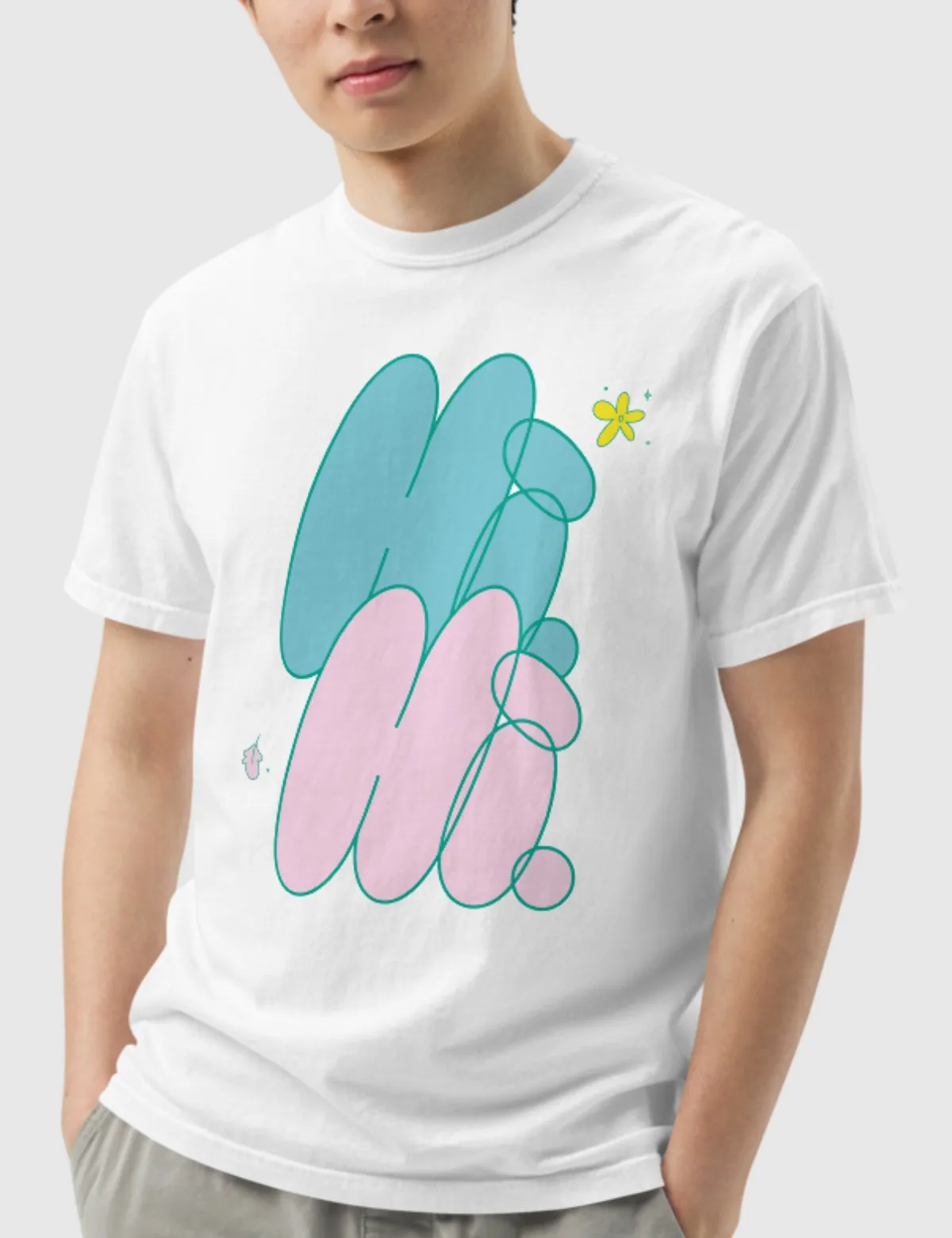 Heartstopper Unisex "Hi" Cartoon T-Shirt [White]