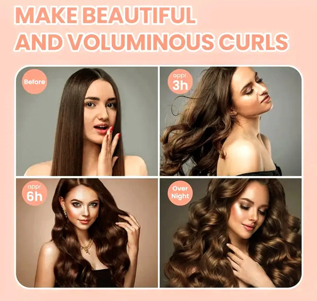 Heatless Satin Hair Curling Set Pink Purple