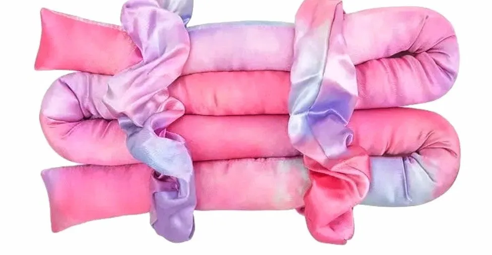 Heatless Satin Hair Curling Set Pink Purple