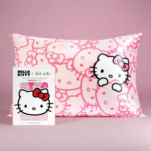 Hello Kitty x Kitsch Satin Pillowcase - Pink Hello Kitty Faces