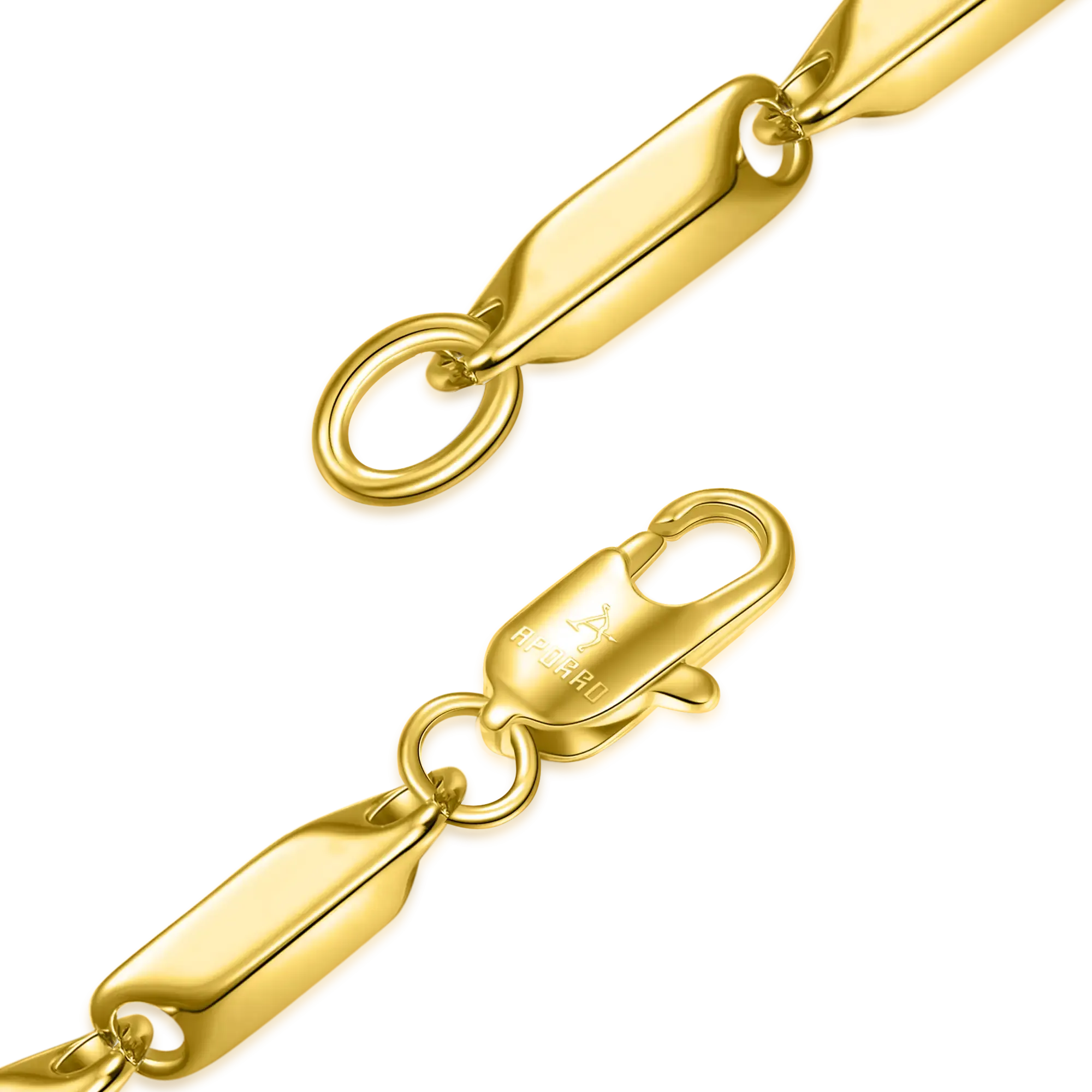 Herringbone Chain & Prism Link Chain Set - Yellow Gold