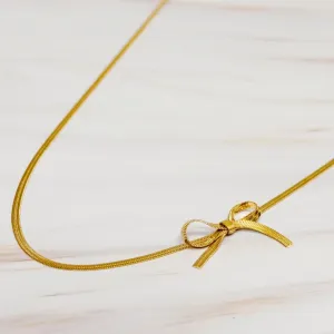 Herringbone Chain Bow Necklace