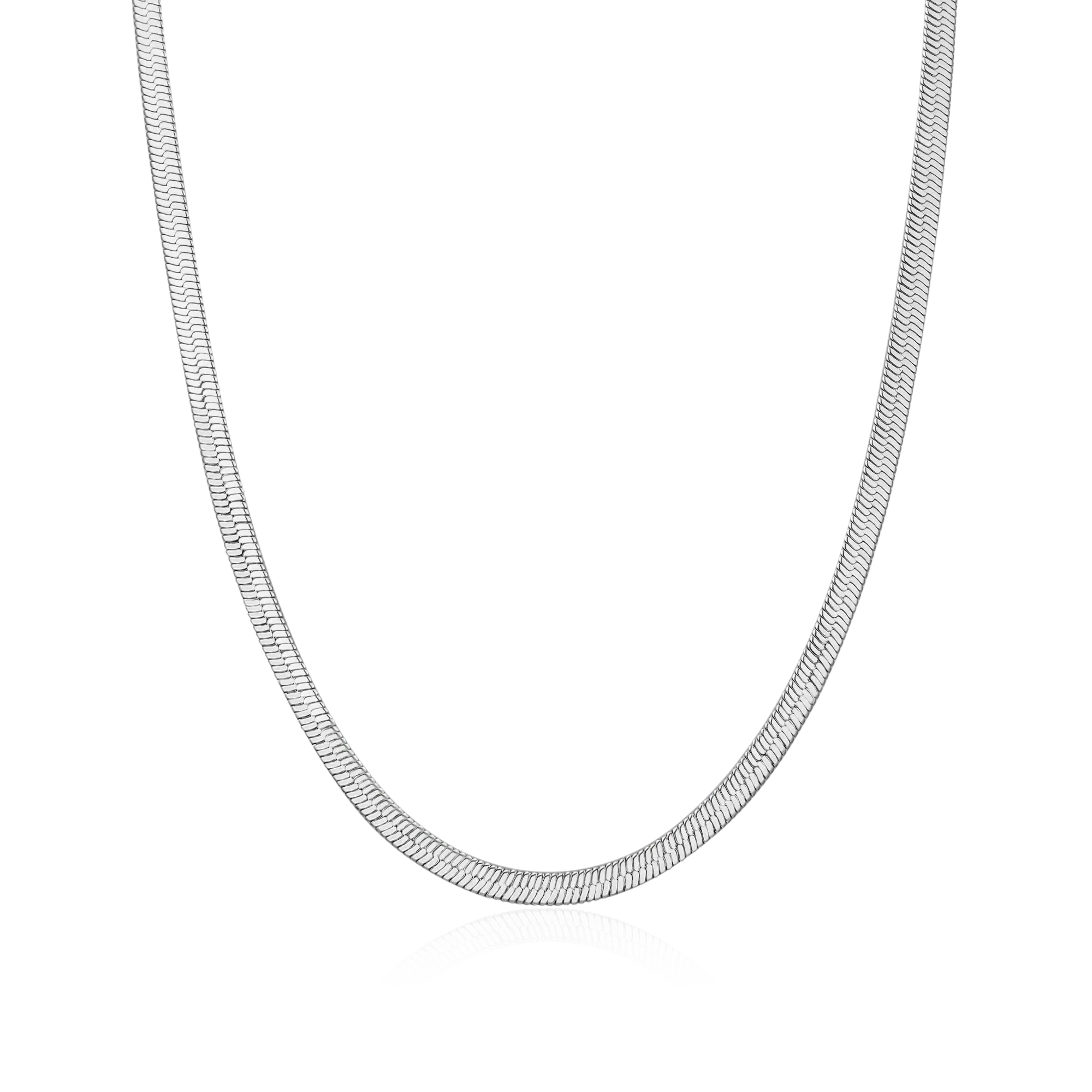 Herringbone Chain - White Gold