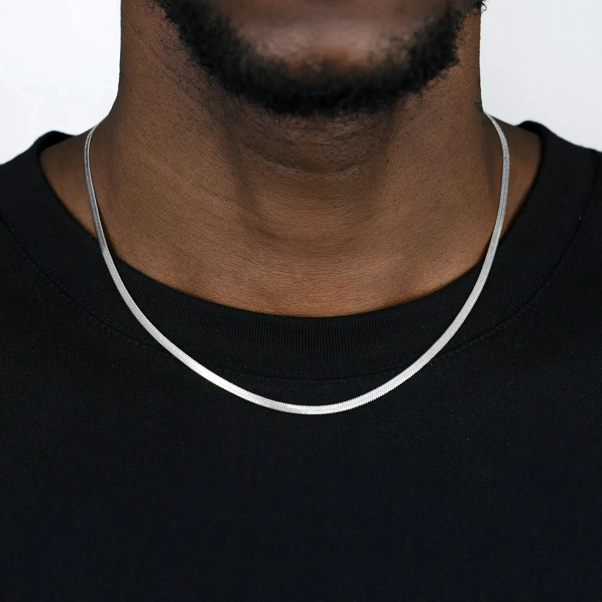 Herringbone Chain - White Gold