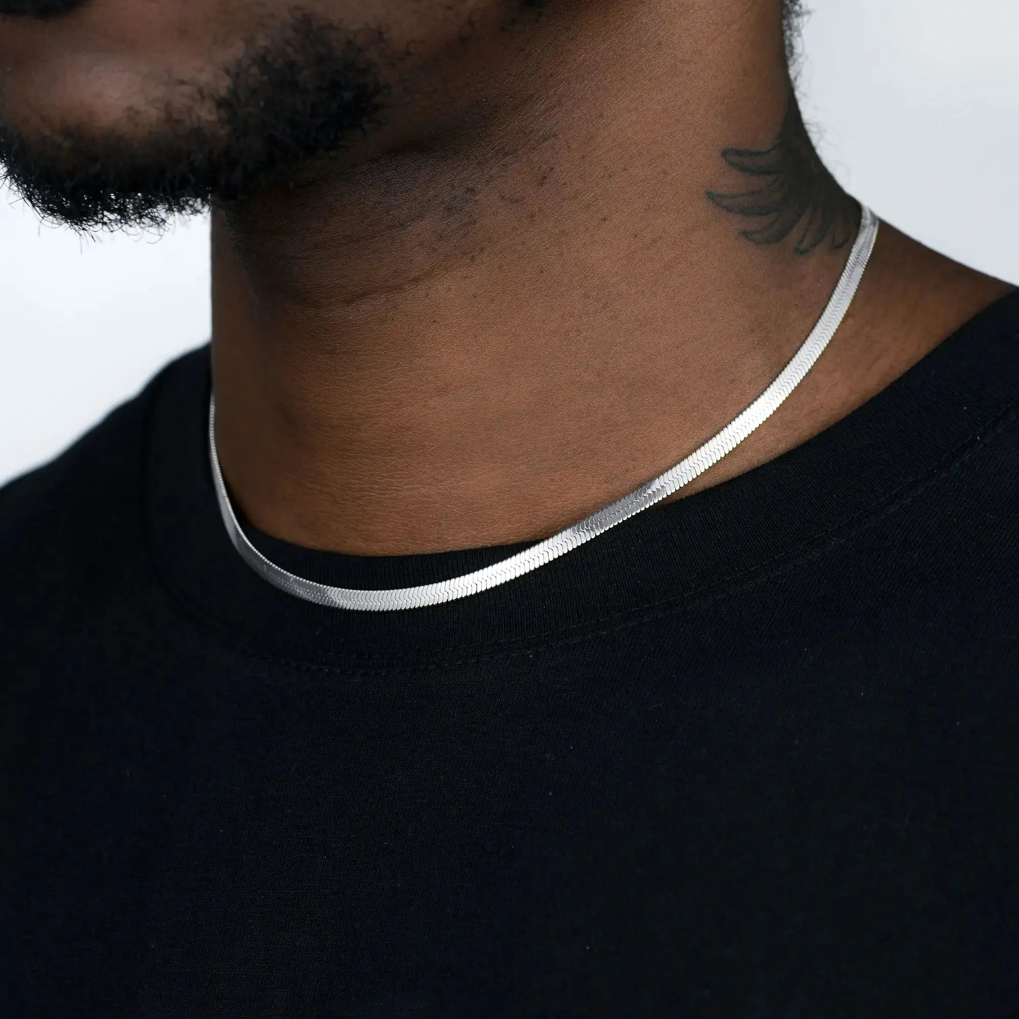 Herringbone Chain - White Gold