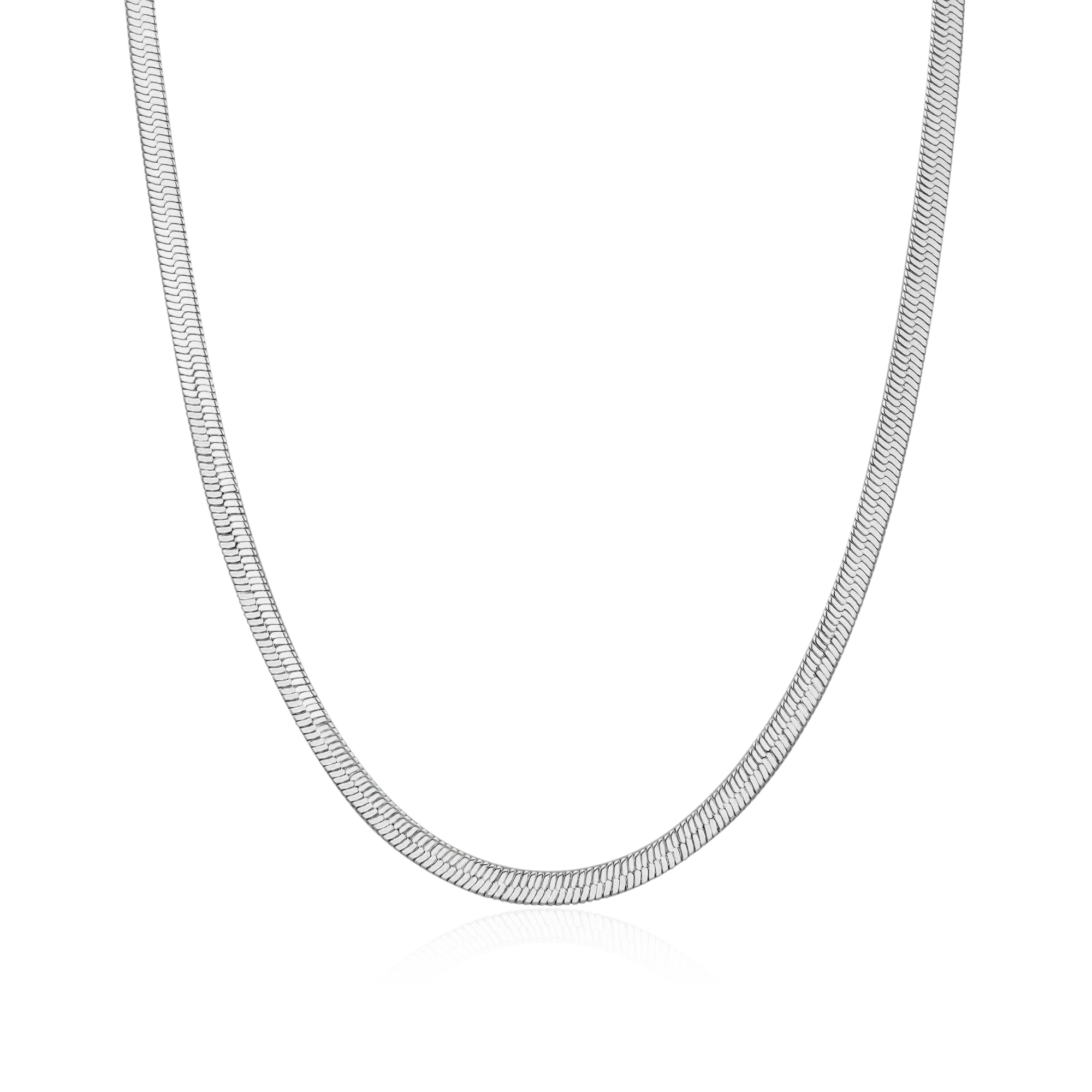 Herringbone Chain - White Gold
