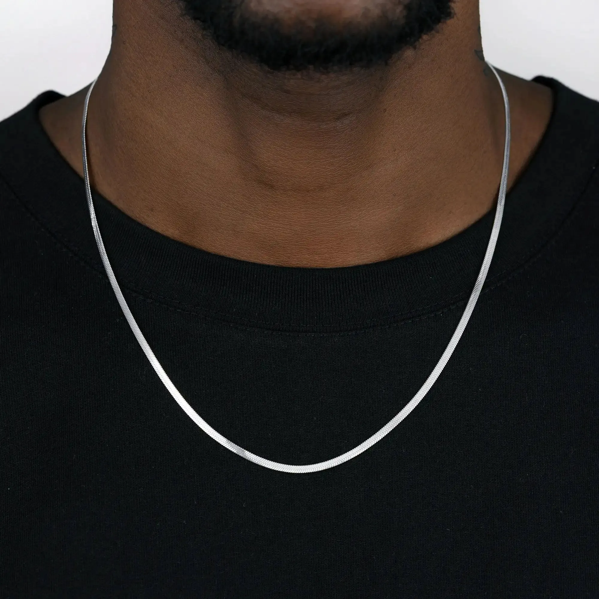 Herringbone Chain - White Gold